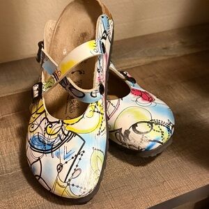 Birkenstock Multicolor Abstract Print Mary Jane Clogs